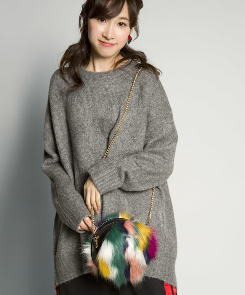 PLAIN CLOTHING(プレーンクロージング)の「フェイクファーショルダーバッグ 【PLAIN CLOTHING】(ショルダーバッグ・レディース・ホワイト/マルチ/ブルー・FREE)」の6枚目の写真