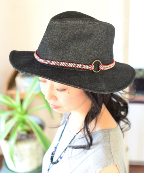 チャイハネ（チャイハネ）の「【チャイハネ】デニム＆メタルリングハット（ハット・レディース・ブラック/グレー・FREE）」の2枚目の写真