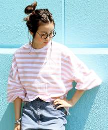 reca | ボリューム袖 ボーダーカットソー(Tシャツ/カットソー)