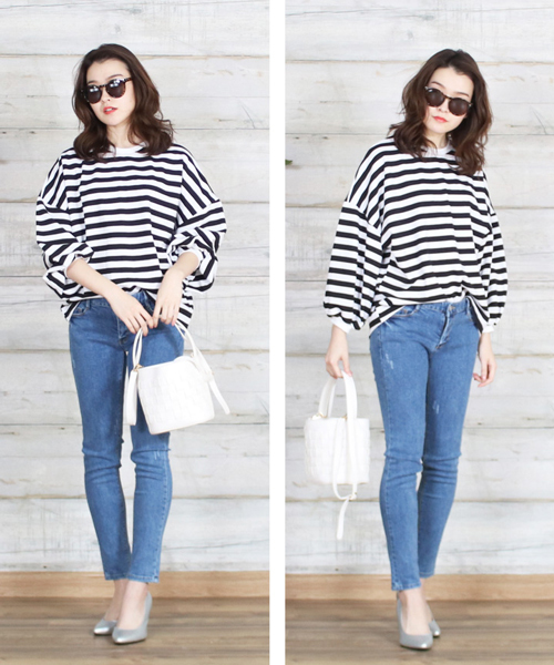 reca（レカ）の「ボリューム袖 ボーダーカットソー（Tシャツ/カットソー・レディース・ブラック/ピンク/ネイビー・FREE）」の22枚目の写真