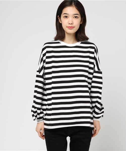 reca（レカ）の「ボリューム袖 ボーダーカットソー（Tシャツ/カットソー・レディース・ブラック/ピンク/ネイビー・FREE）」の12枚目の写真