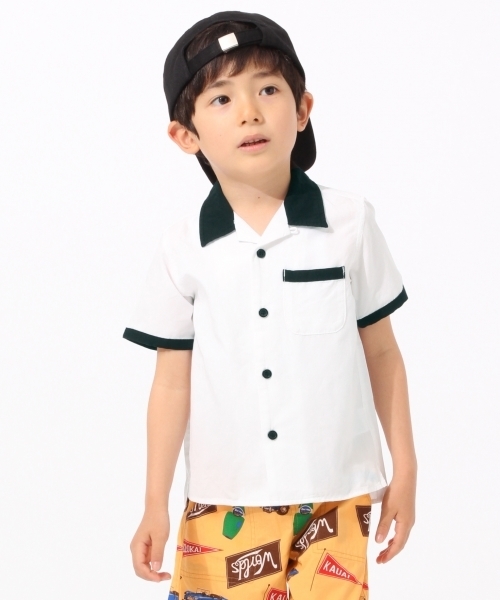GLOBAL WORK（グローバルワーク）の「【キッズ】オープンカラーシャツ半袖/749059（シャツ/ブラウス・キッズ・ホワイト/その他1/オレンジ/ネイビー・X-LARGE/LARGE/SMALL/XX-LARGE/MEDIUM）」の2枚目の写真