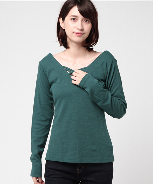 GeeRA（ジーラ）の「クロスデザイン２ＷＡＹトップス（Tシャツ/カットソー・レディース・ブラック/レッド/ブルーグリーン/ホワイト・LARGE/MEDIUM/X-LARGE）」の12枚目の写真