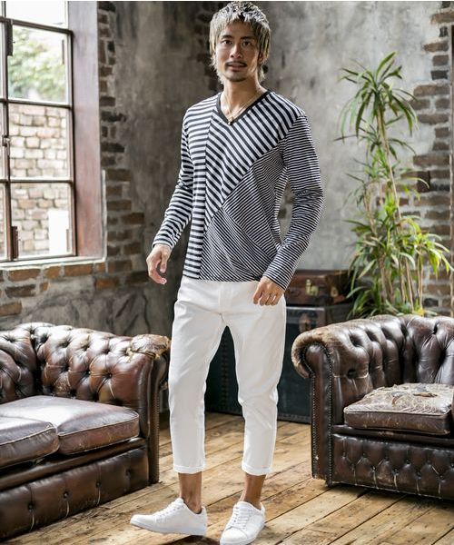 A.S.M（エーエスエム）の「ホワイトカツラギストレッチ/クロップドスキニーパンツ（チノパンツ・メンズ・ホワイト・48/50/52）」の9枚目の写真