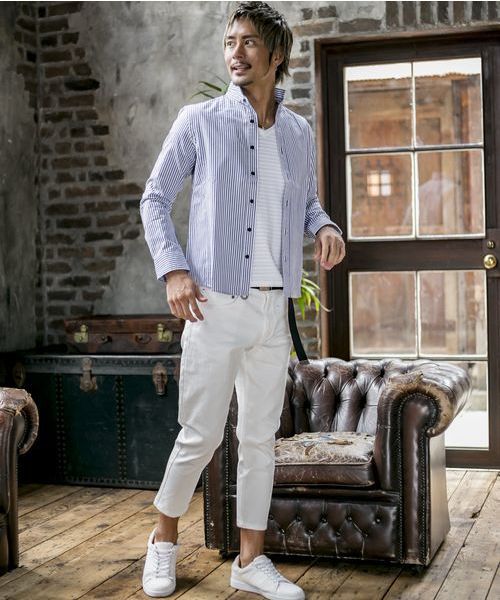 A.S.M（エーエスエム）の「ホワイトカツラギストレッチ/クロップドスキニーパンツ（チノパンツ・メンズ・ホワイト・48/50/52）」の6枚目の写真