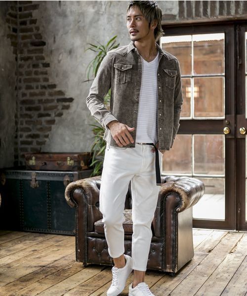 A.S.M（エーエスエム）の「ホワイトカツラギストレッチ/クロップドスキニーパンツ（チノパンツ・メンズ・ホワイト・48/50/52）」の8枚目の写真