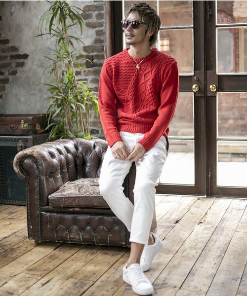 A.S.M（エーエスエム）の「ホワイトカツラギストレッチ/クロップドスキニーパンツ（チノパンツ・メンズ・ホワイト・48/50/52）」の5枚目の写真