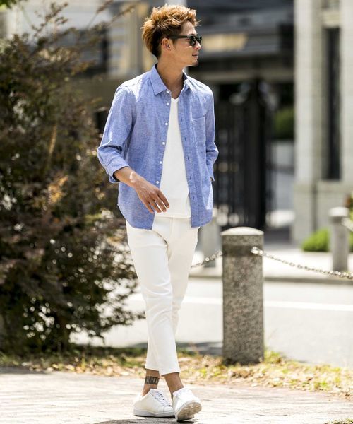 A.S.M（エーエスエム）の「ホワイトカツラギストレッチ/クロップドスキニーパンツ（チノパンツ・メンズ・ホワイト・48/50/52）」の18枚目の写真