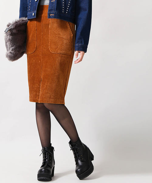 WEGO（ウィゴー）の「WEGO/カットコールタイトミドルスカート（スカート・レディース・キャメル/ブラック/ダークグリーン・FREE）」の3枚目の写真