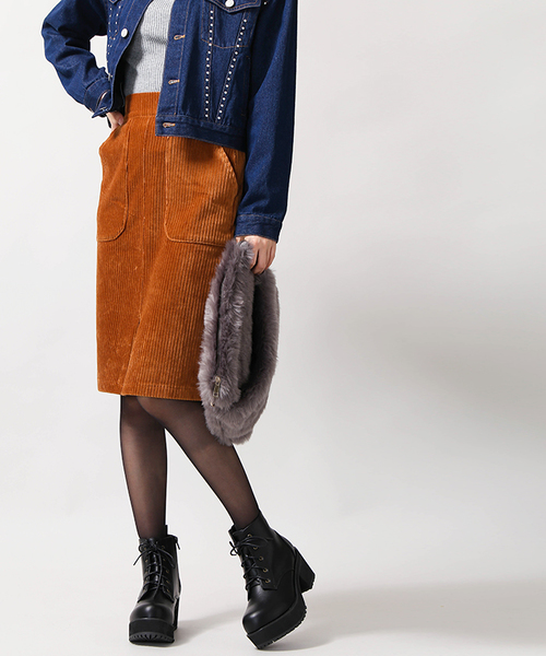 WEGO（ウィゴー）の「WEGO/カットコールタイトミドルスカート（スカート・レディース・キャメル/ブラック/ダークグリーン・FREE）」の12枚目の写真