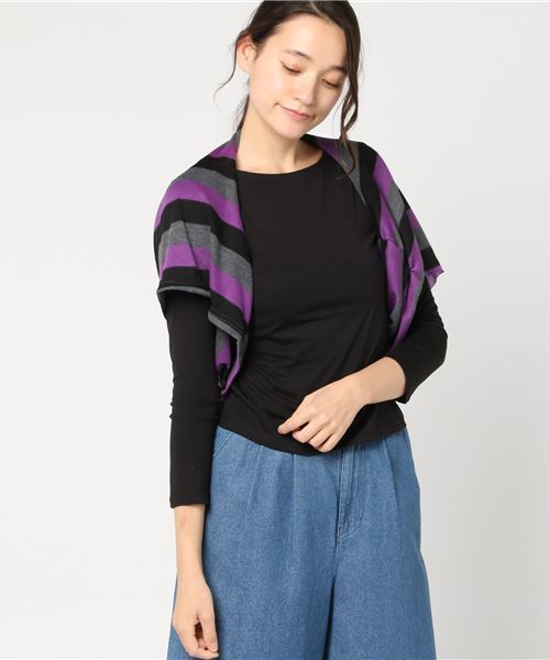 STYLEBLOCK(スタイルブロック)の「レイヤードボーダードレープカットソー(Tシャツ/カットソー・レディース・ブラック/レッド/ブラウン/パープル/グリーン・L/M/XL/XXL/XXX-LARGE)」の14枚目の写真