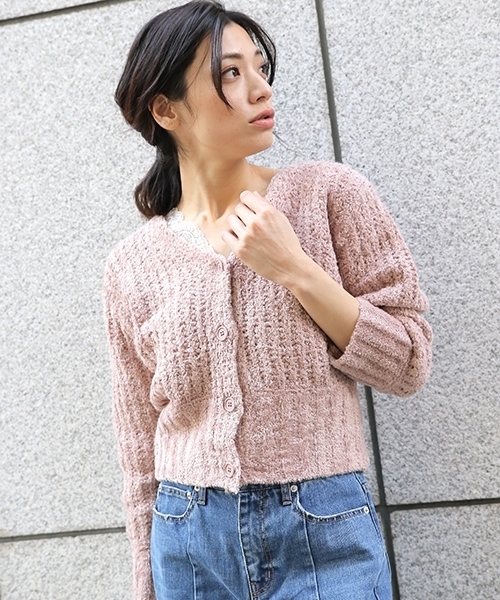 laboratory work（ラボラトリーワーク）の「フェザーテープカーディガン（カーディガン/ボレロ・レディース・グレー/ピンク/ブルー系その他・MEDIUM）」の3枚目の写真