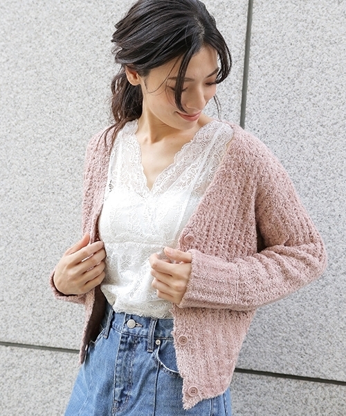 laboratory work（ラボラトリーワーク）の「フェザーテープカーディガン（カーディガン/ボレロ・レディース・グレー/ピンク/ブルー系その他・MEDIUM）」の8枚目の写真