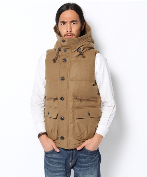 And A(アンドエー)の「B-7 DOWN VEST(ダウンベスト・メンズ・オリーブ/ネイビー/キャメル・44/42)」の1枚目の写真