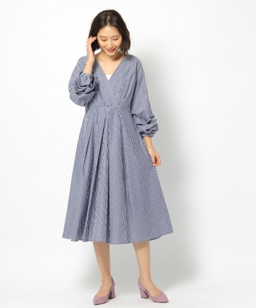 laboratory work（ラボラトリーワーク）の「カシュクールアレンジ袖ワンピース（ワンピース・レディース・ネイビー/グレー・MEDIUM）」の12枚目の写真