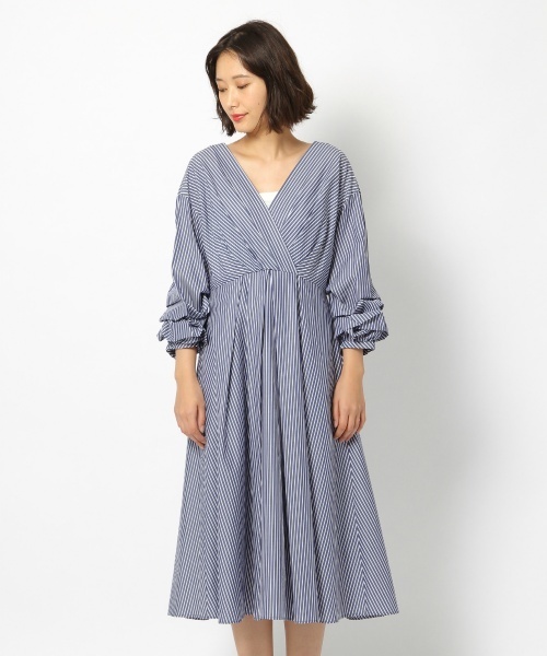 laboratory work（ラボラトリーワーク）の「カシュクールアレンジ袖ワンピース（ワンピース・レディース・ネイビー/グレー・MEDIUM）」の14枚目の写真