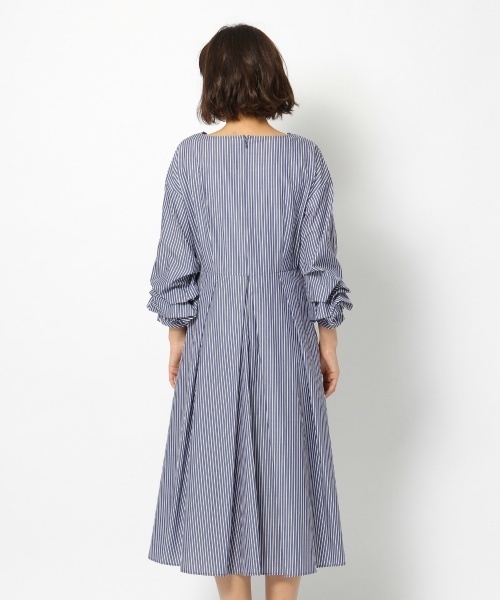 laboratory work（ラボラトリーワーク）の「カシュクールアレンジ袖ワンピース（ワンピース・レディース・ネイビー/グレー・MEDIUM）」の5枚目の写真