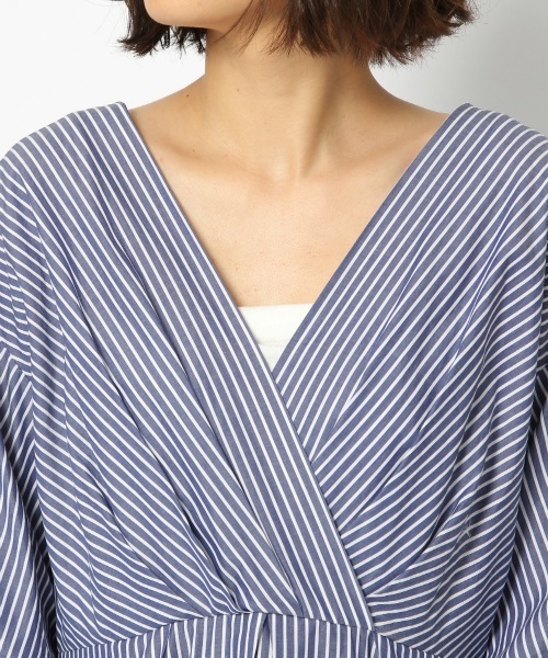 laboratory work（ラボラトリーワーク）の「カシュクールアレンジ袖ワンピース（ワンピース・レディース・ネイビー/グレー・MEDIUM）」の4枚目の写真