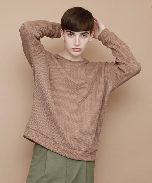 EMMA CLOTHES（エマクローズ）の「畦ビッグシルエットニット（ニット/セーター・メンズ・ネイビー/マスタード/ホワイト/ピンク/グリーン/ブラック/ベージュ・FREE）」の3枚目の写真