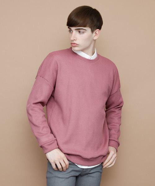 EMMA CLOTHES（エマクローズ）の「畦ビッグシルエットニット（ニット/セーター・メンズ・ネイビー/マスタード/ホワイト/ピンク/グリーン/ブラック/ベージュ・FREE）」の7枚目の写真