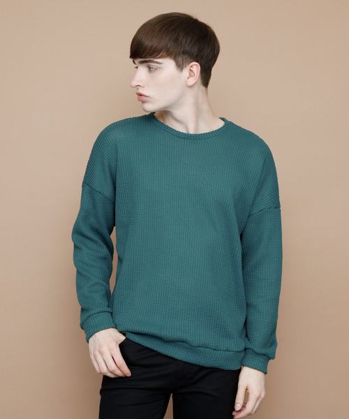 EMMA CLOTHES（エマクローズ）の「畦ビッグシルエットニット（ニット/セーター・メンズ・ネイビー/マスタード/ホワイト/ピンク/グリーン/ブラック/ベージュ・FREE）」の4枚目の写真