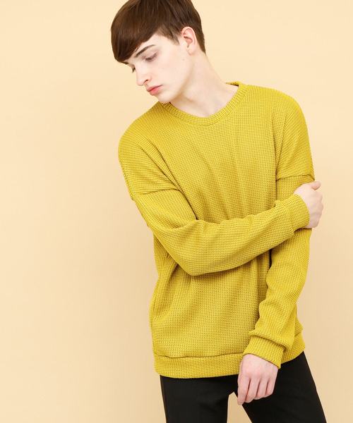 EMMA CLOTHES（エマクローズ）の「畦ビッグシルエットニット（ニット/セーター・メンズ・ネイビー/マスタード/ホワイト/ピンク/グリーン/ブラック/ベージュ・FREE）」の6枚目の写真