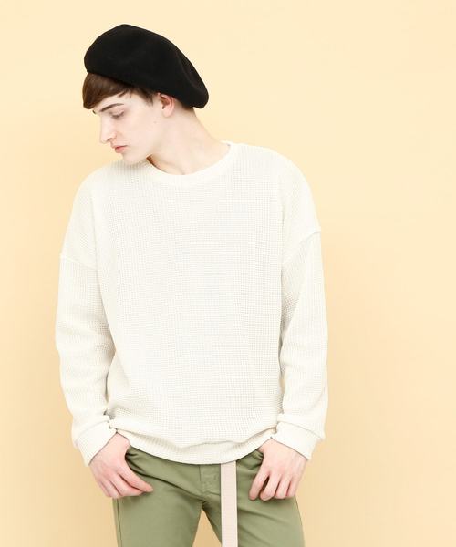 EMMA CLOTHES（エマクローズ）の「畦ビッグシルエットニット（ニット/セーター・メンズ・ネイビー/マスタード/ホワイト/ピンク/グリーン/ブラック/ベージュ・FREE）」の22枚目の写真