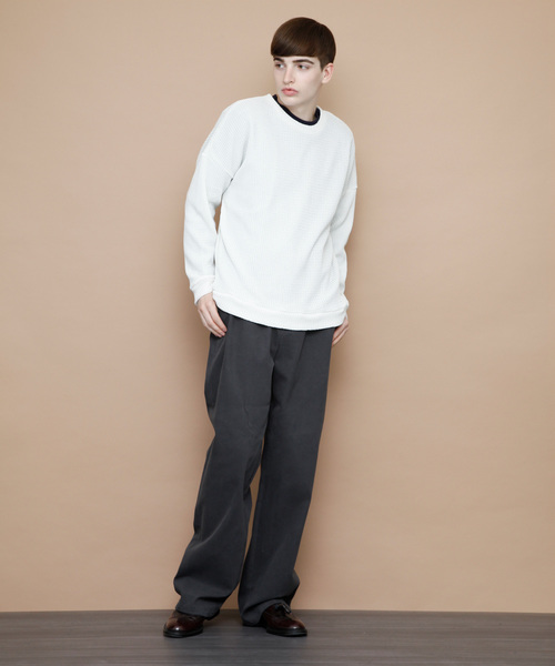 EMMA CLOTHES（エマクローズ）の「畦ビッグシルエットニット（ニット/セーター・メンズ・ネイビー/マスタード/ホワイト/ピンク/グリーン/ブラック/ベージュ・FREE）」の8枚目の写真