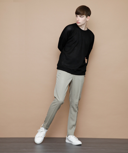 EMMA CLOTHES（エマクローズ）の「畦ビッグシルエットニット（ニット/セーター・メンズ・ネイビー/マスタード/ホワイト/ピンク/グリーン/ブラック/ベージュ・FREE）」の9枚目の写真