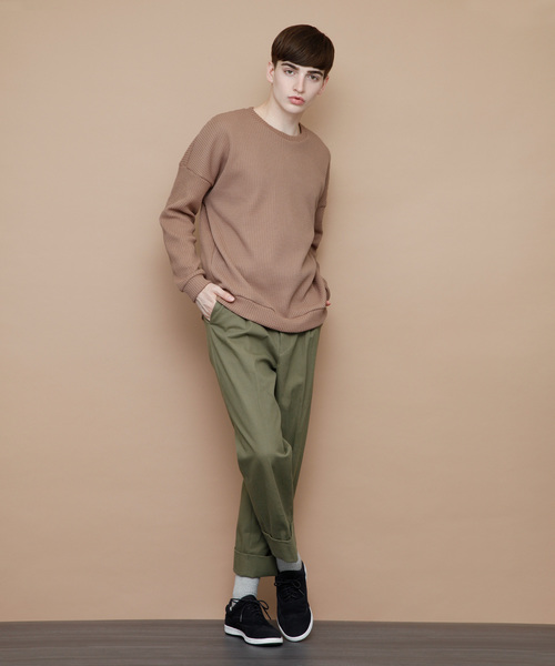 EMMA CLOTHES（エマクローズ）の「畦ビッグシルエットニット（ニット/セーター・メンズ・ネイビー/マスタード/ホワイト/ピンク/グリーン/ブラック/ベージュ・FREE）」の10枚目の写真