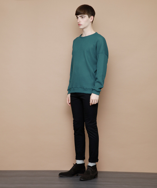 EMMA CLOTHES（エマクローズ）の「畦ビッグシルエットニット（ニット/セーター・メンズ・ネイビー/マスタード/ホワイト/ピンク/グリーン/ブラック/ベージュ・FREE）」の11枚目の写真