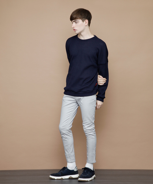 EMMA CLOTHES（エマクローズ）の「畦ビッグシルエットニット（ニット/セーター・メンズ・ネイビー/マスタード/ホワイト/ピンク/グリーン/ブラック/ベージュ・FREE）」の12枚目の写真