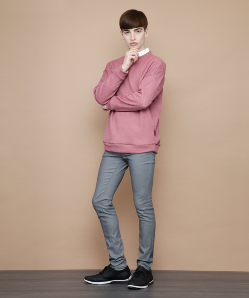 EMMA CLOTHES（エマクローズ）の「畦ビッグシルエットニット（ニット/セーター・メンズ・ネイビー/マスタード/ホワイト/ピンク/グリーン/ブラック/ベージュ・FREE）」の13枚目の写真