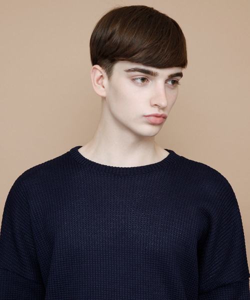 EMMA CLOTHES（エマクローズ）の「畦ビッグシルエットニット（ニット/セーター・メンズ・ネイビー/マスタード/ホワイト/ピンク/グリーン/ブラック/ベージュ・FREE）」の14枚目の写真