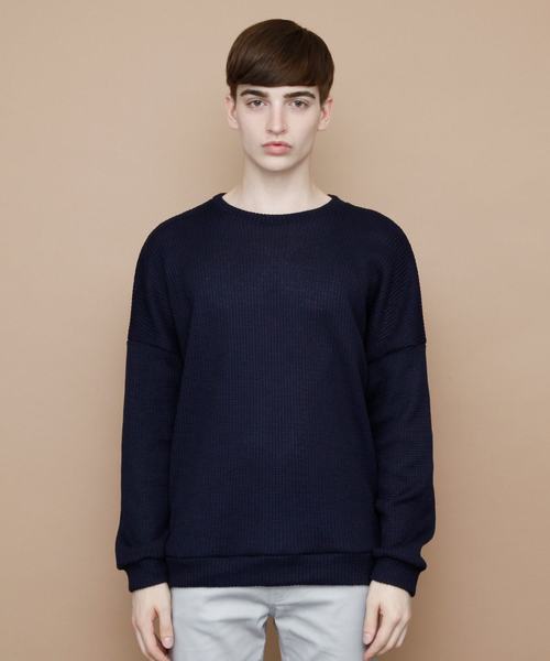 EMMA CLOTHES（エマクローズ）の「畦ビッグシルエットニット（ニット/セーター・メンズ・ネイビー/マスタード/ホワイト/ピンク/グリーン/ブラック/ベージュ・FREE）」の19枚目の写真