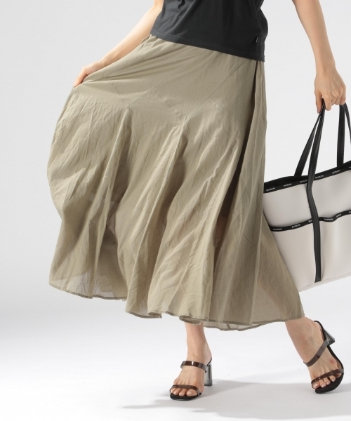 BAYFLOW(ベイフロー)の「BAYFLOW/コットンリネンエスカルゴマキシスカート 18SS(スカート・レディース・ピンク/イエロー/ベビーピンク/パープル/セージグリーン/ブルー/カーキ/ライトイエロー/オレンジ・MEDIUM/SMALL/X-SMALL)」の2枚目の写真