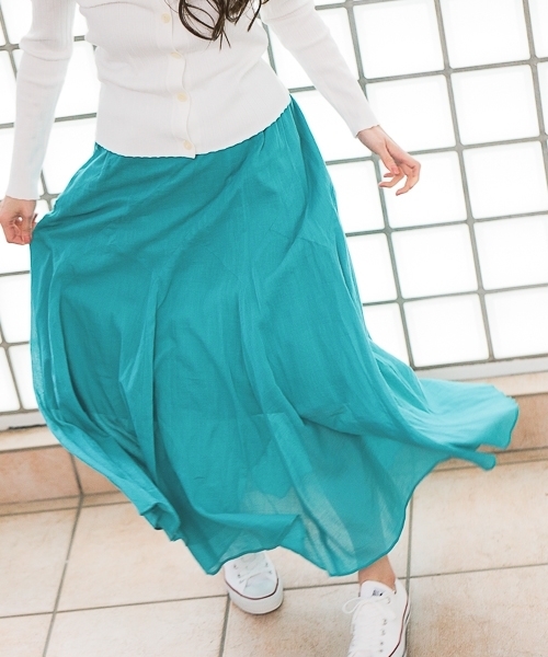 BAYFLOW(ベイフロー)の「BAYFLOW/コットンリネンエスカルゴマキシスカート 18SS(スカート)」|セージグリーン