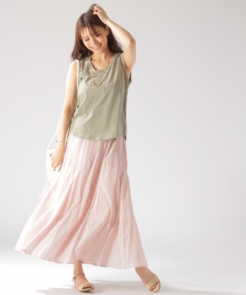 BAYFLOW(ベイフロー)の「BAYFLOW/コットンリネンエスカルゴマキシスカート 18SS(スカート・レディース・ピンク/イエロー/ベビーピンク/パープル/セージグリーン/ブルー/カーキ/ライトイエロー/オレンジ・MEDIUM/SMALL/X-SMALL)」の13枚目の写真