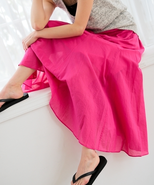 BAYFLOW(ベイフロー)の「BAYFLOW/コットンリネンエスカルゴマキシスカート 18SS(スカート・レディース・ピンク/イエロー/ベビーピンク/パープル/セージグリーン/ブルー/カーキ/ライトイエロー/オレンジ・MEDIUM/SMALL/X-SMALL)」の7枚目の写真