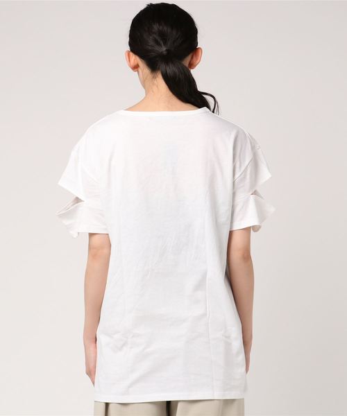 VENCEEXCHANGE(ヴァンスエクスチェンジ)の「プリントスリーブスリットTシャツ(Tシャツ/カットソー・レディース・ブラック/オフホワイト/ブルー・M)」の8枚目の写真