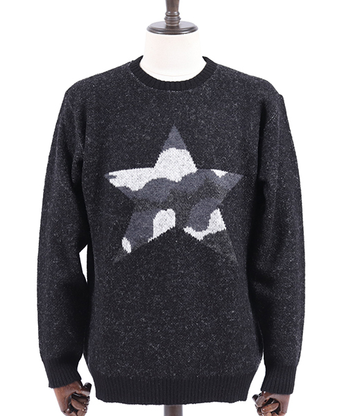 CAMBIO（カンビオ）の「mn1842-クリッピングカモ柄セーター（ニット/セーター・メンズ・ブラック系その他/ブラック系その他2/ブラック系その他3・S/M/L）」の12枚目の写真