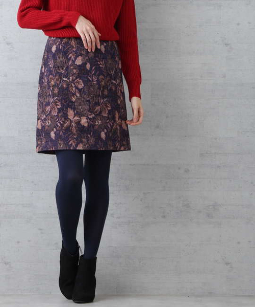 NATURAL BEAUTY BASIC（ナチュラルビューティーベーシック）の「【雑誌掲載】ジャガードスカート（スカート・レディース・イエロー系その他/ブルー系その他6・MEDIUM/SMALL/X-SMALL）」の2枚目の写真