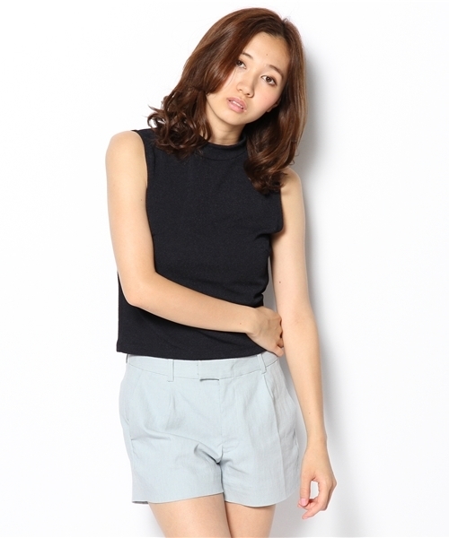 ROSE BUD(ローズバッド)の「LCTT-13233 HI-NECK SLEEVELESS CROPED TOP(Tシャツ/カットソー・レディース・ホワイト/ミント/オレンジ系その他/ネイビー・ONE SIZE)」の3枚目の写真