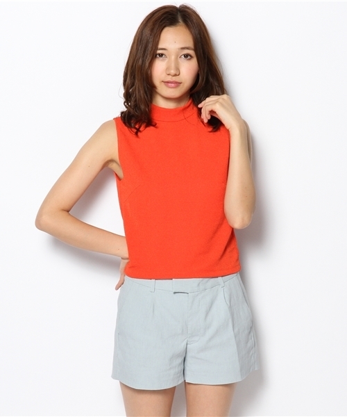 ROSE BUD(ローズバッド)の「LCTT-13233 HI-NECK SLEEVELESS CROPED TOP(Tシャツ/カットソー・レディース・ホワイト/ミント/オレンジ系その他/ネイビー・ONE SIZE)」の4枚目の写真