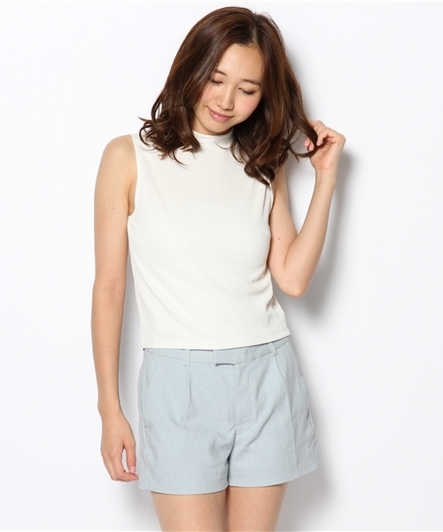 ROSE BUD(ローズバッド)の「LCTT-13233 HI-NECK SLEEVELESS CROPED TOP(Tシャツ/カットソー・レディース・ホワイト/ミント/オレンジ系その他/ネイビー・ONE SIZE)」の1枚目の写真