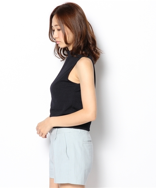 ROSE BUD(ローズバッド)の「LCTT-13233 HI-NECK SLEEVELESS CROPED TOP(Tシャツ/カットソー・レディース・ホワイト/ミント/オレンジ系その他/ネイビー・ONE SIZE)」の6枚目の写真