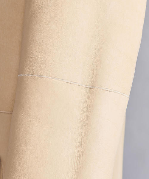 ユナイテッドアローズ　ムートン　レザー　ブラウン　ノーカラーコート ユナイテッドアローズ ムートン レザー ブラウン ノーカラーコート