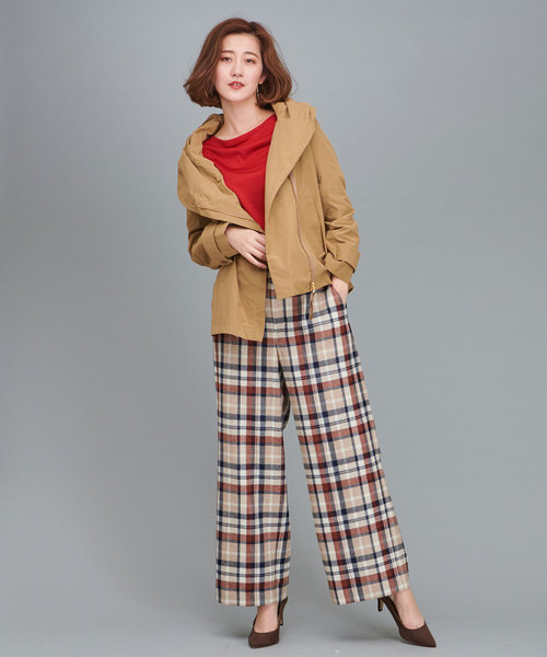 RIVE DROITE（リヴドロワ）の「タータンチェックワイドパンツ（その他パンツ・レディース・ベージュ/ネイビー・38/36）」の2枚目の写真