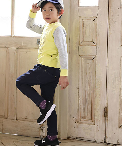 BeBe（ベベ）の「BeBe/ジョグデニムテーパードパンツ（デニムパンツ・キッズ・ネイビー/グレー・90/100/110/120/130/140/150）」の8枚目の写真