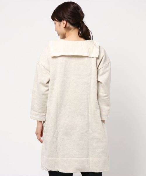 PUAL CE CIN(ピュアルセシン)の「セーラー襟チュニック(Tシャツ/カットソー・レディース・グレイッシュベージュ/グレー/ネイビー・FREE)」の4枚目の写真